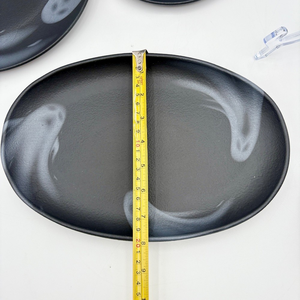Halloween Black Ghost Dinnerware 7pc Set, Dinner, Salad Plate, Bowl, Platter