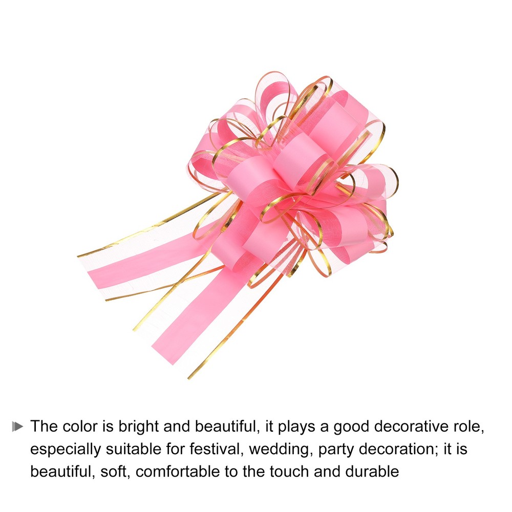 5pcs 6 Inch Large Big Pull Bow Car Gift Wrapping for Wedding Baskets, Pink