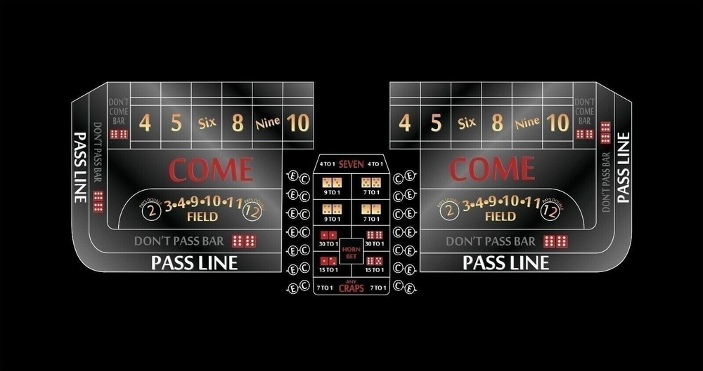 Craps Table Layout Felt - 8 Foot Black