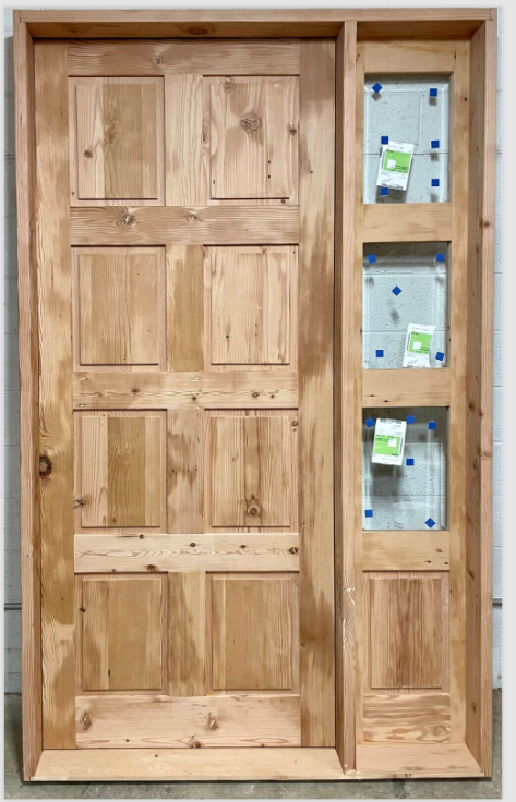 Rustic solid alder door Pre Hung one side lite 2 sets trim Glass U choose size