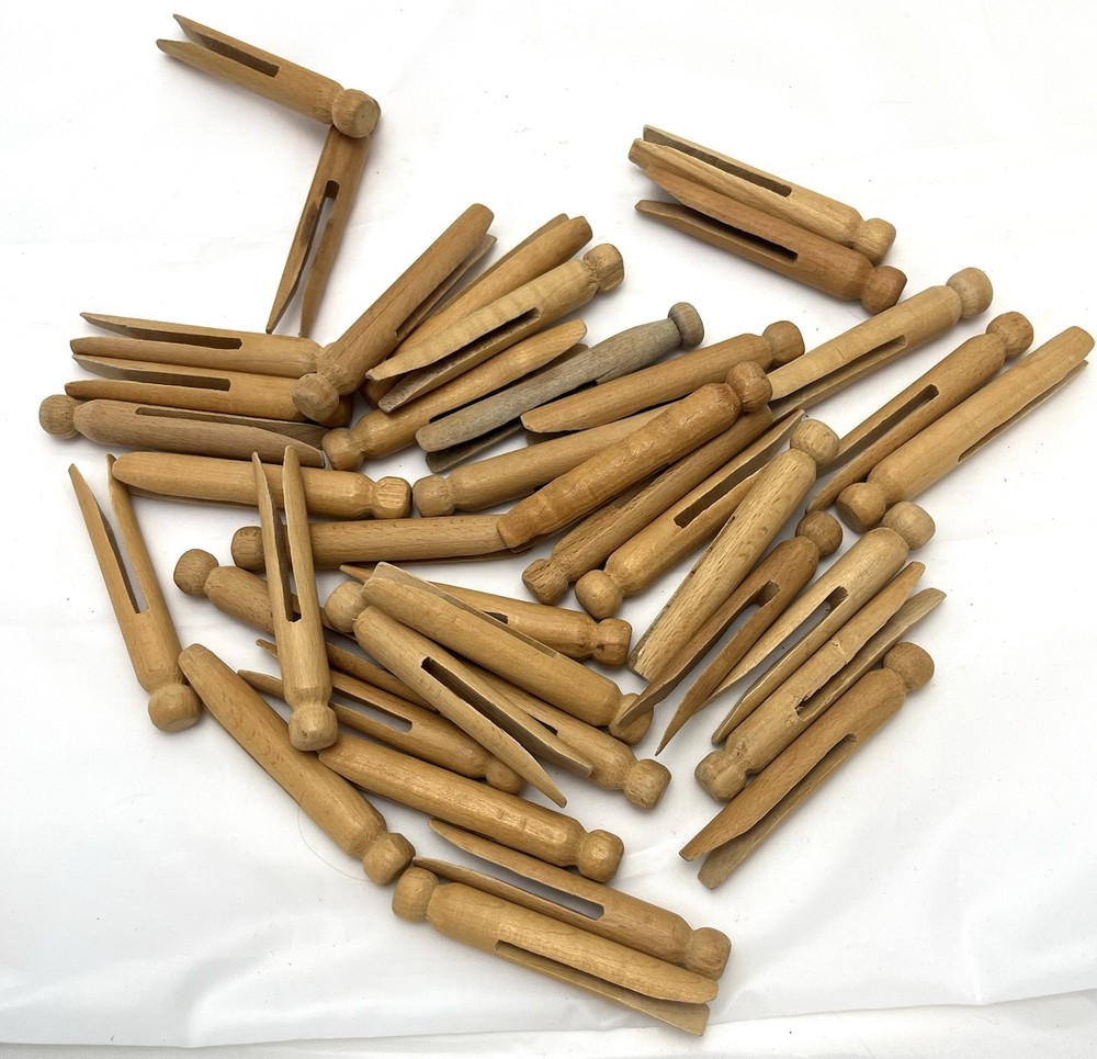 Vintage Lot Wooden Clothespins -39