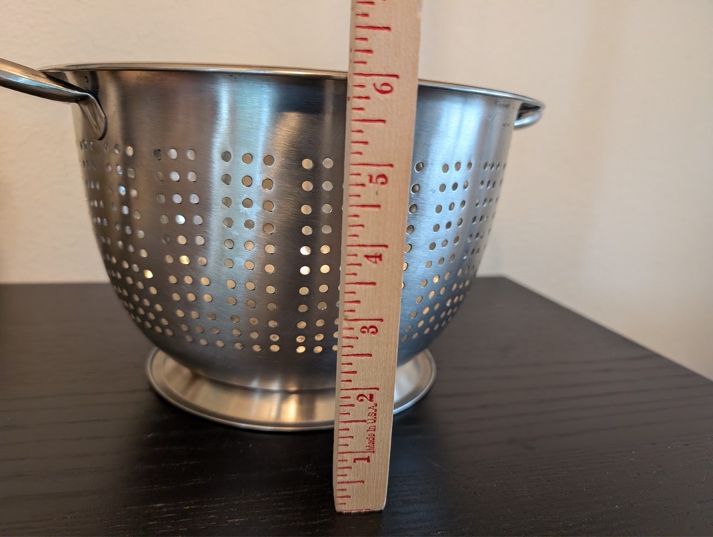 Colander 10.25” Strainer Heavy Duty Metal Footed Base Two Handles