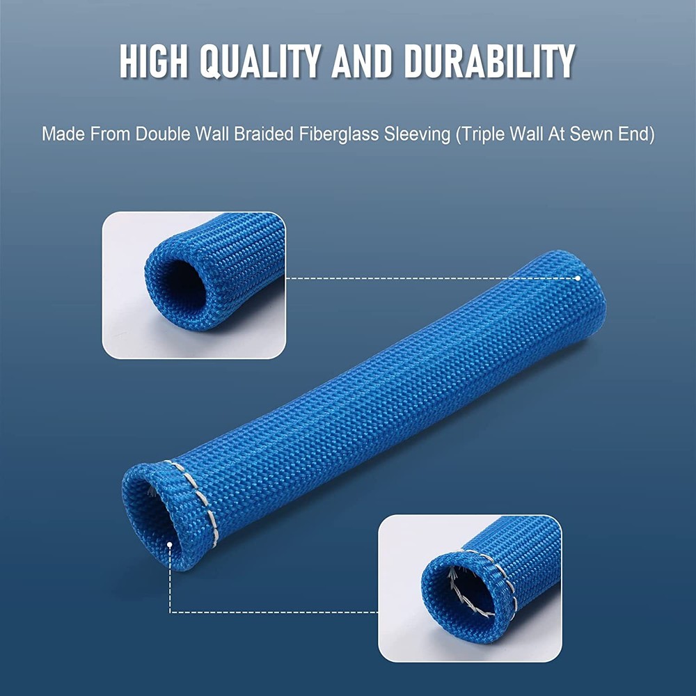 Universal Spark Plug Wire Boots Heat Shield Protector Header Cover Sleeve Blue