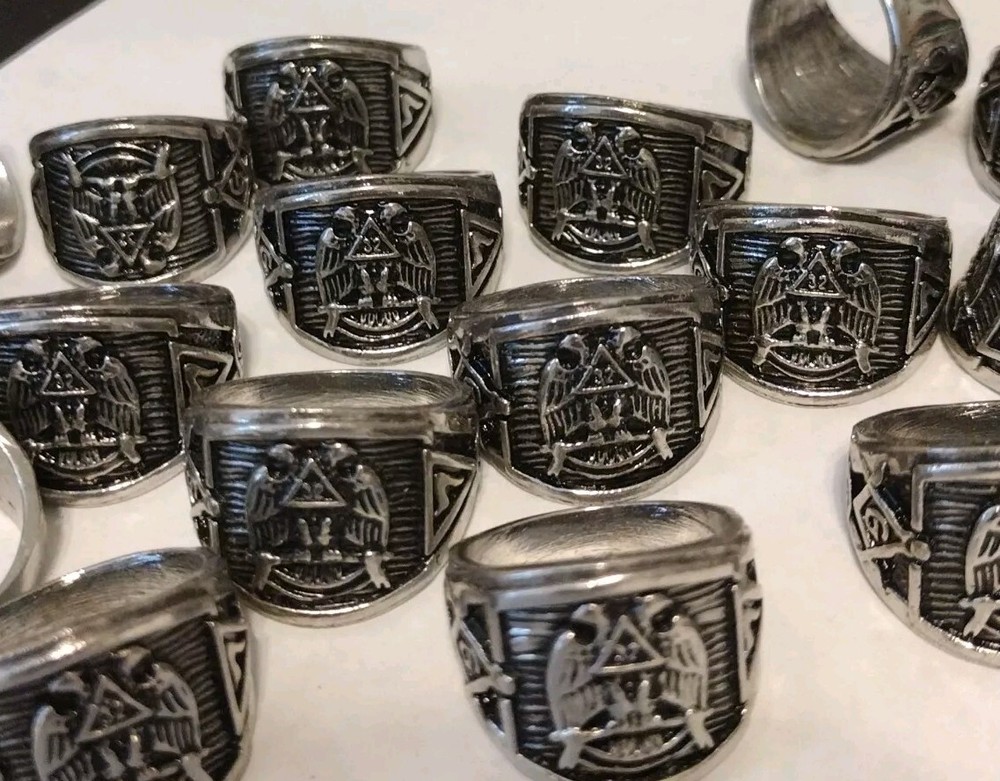 Silver Masonic Ring SIZE 9 Master Mason Scottish Rite 32° Freemason DBL Eagle