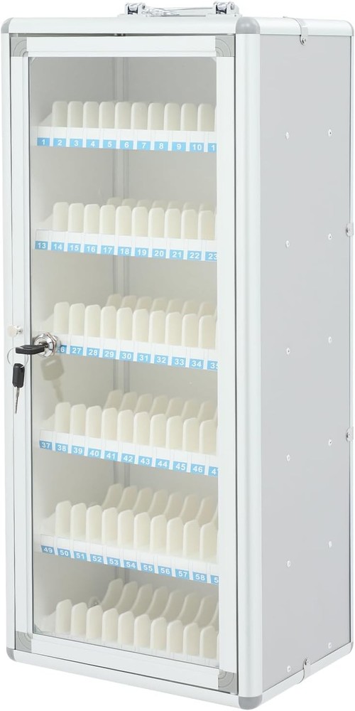 72 Slots Silver Cell Phone Locker Box - Durable & Secure Storage Solution