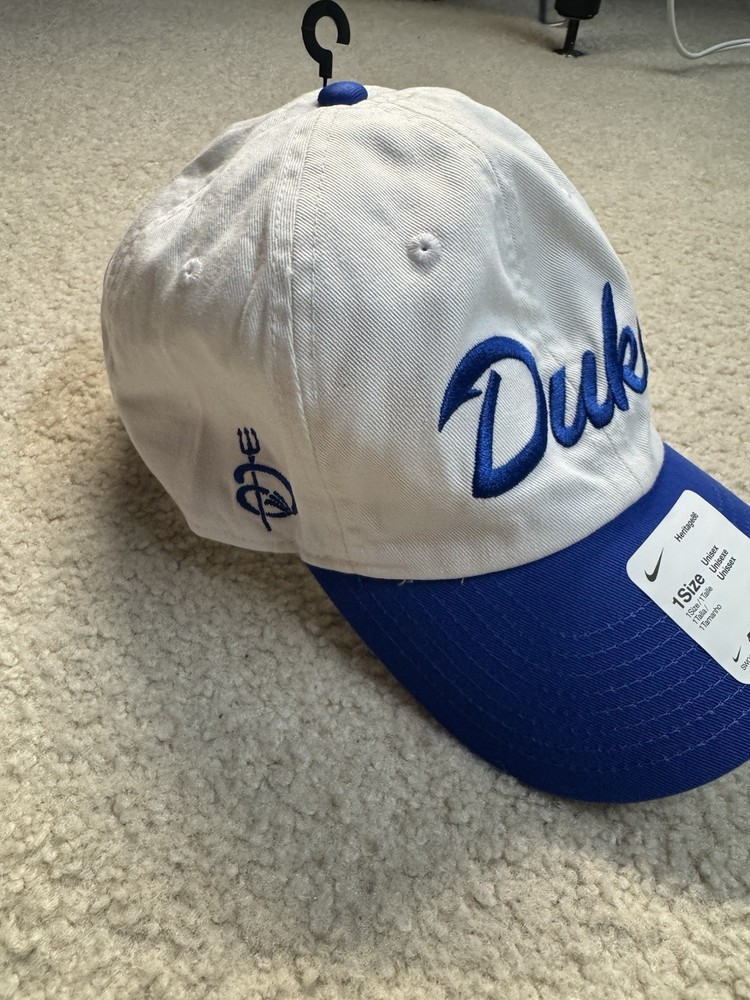 Nike Two Toned Embroidered Duke Blue Devils Baseball Dat Hat Cap White/Blue