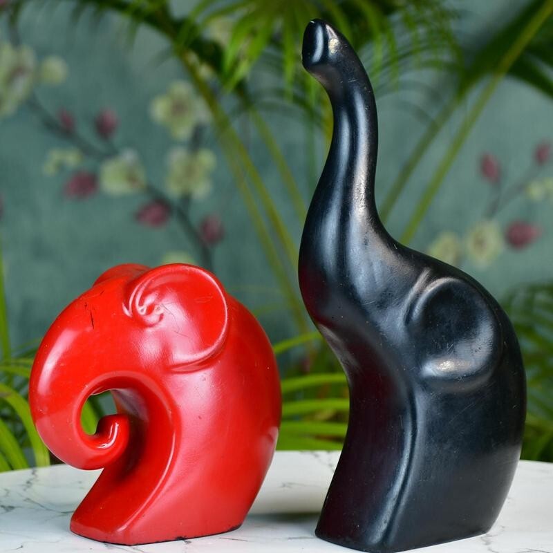 Sowpeace Abstract Elephant Set – 2 Resin Decor Pieces, 15cm, Multicolor