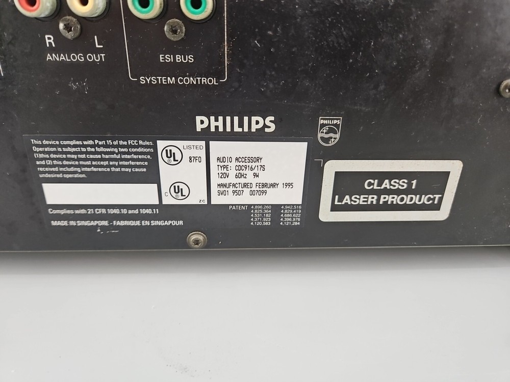 Philips 5 Disc CD Changer CDC-916 Tested Tested and Works