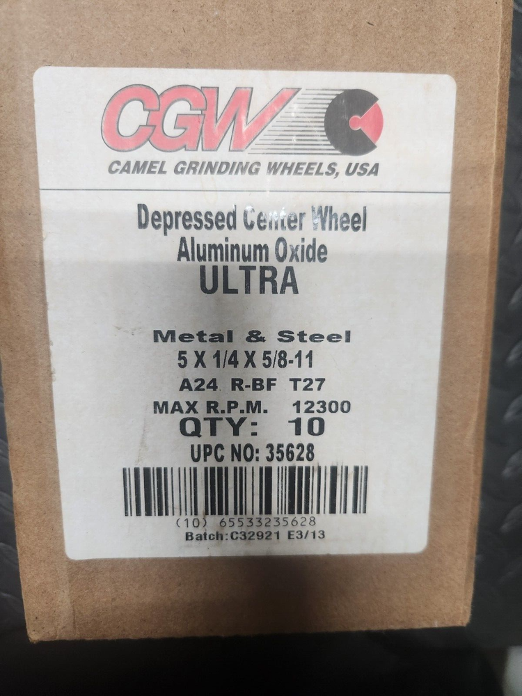 5" Hard Grinding wheels 10 per box 5" x 1/4" x 5/8"-11 thread