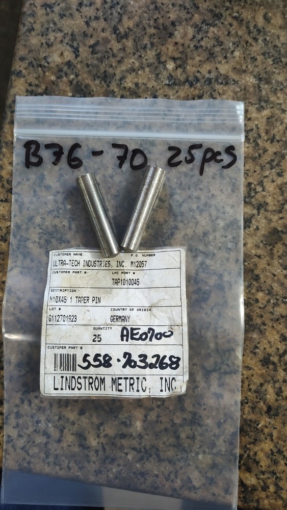 ULTRA TECH TECHNOLOGIES M10 X 45 1 TAPERPIN 25 PCS