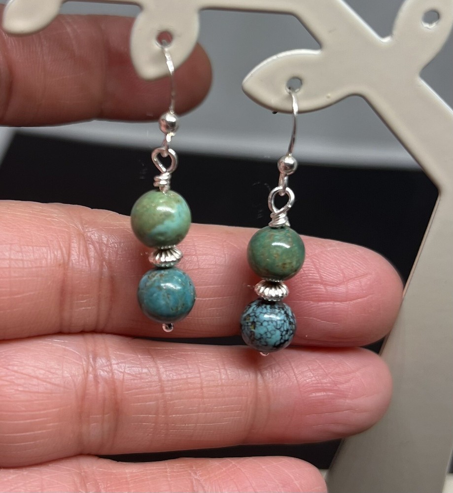 Turquoise Genuine/Authentic Stone Handmade .925 Sterling Silver Earrings