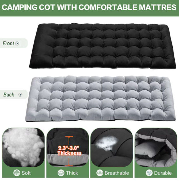 Esazn Folding Camping Cot Folding Stackable Polyester Large Cot