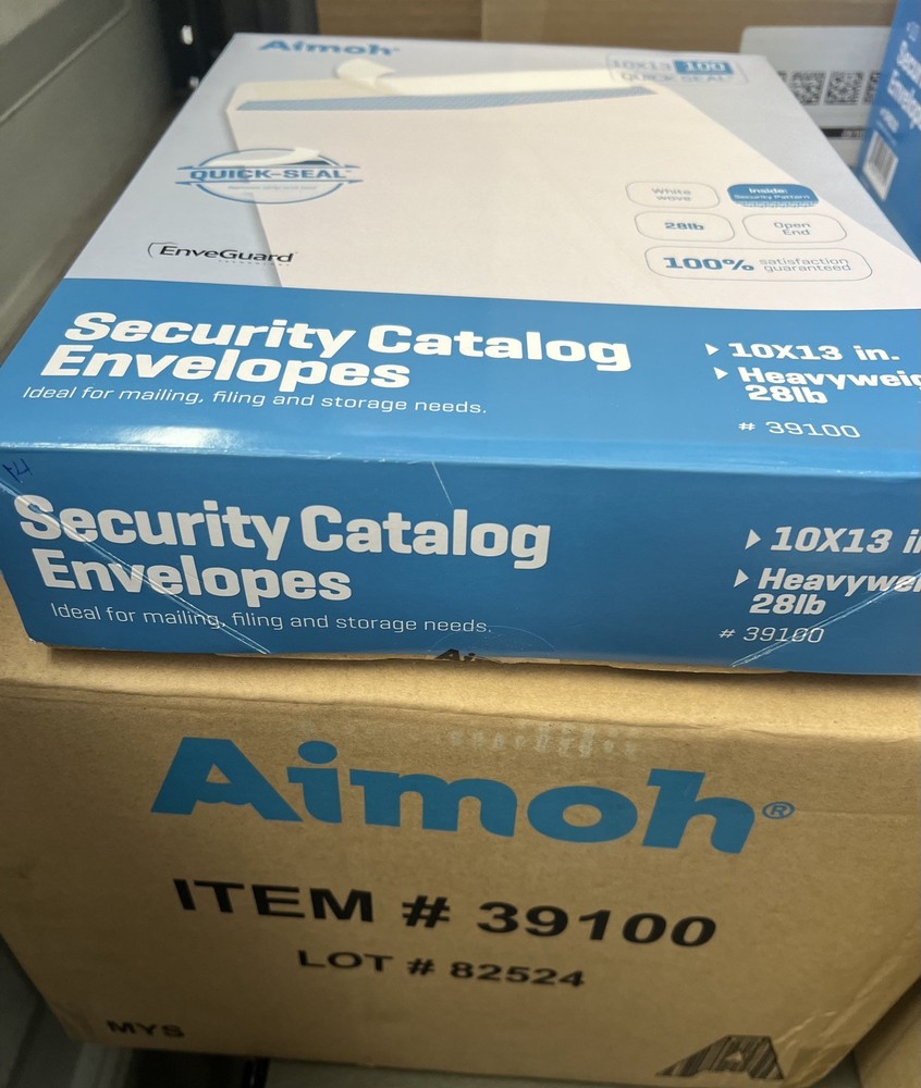 Aimoh #10 - 100 Counts 10 X 13 Self-Seal Security White Catalog Envelopes - 28Lb
