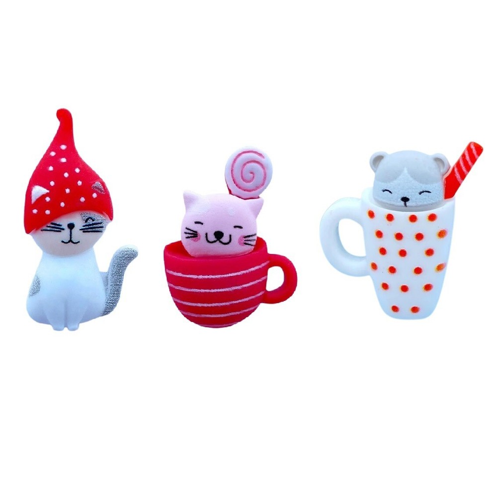 Kitty Cups - Shelly's Buttons - Flat Back Cat Embellishments - Craft Scrap