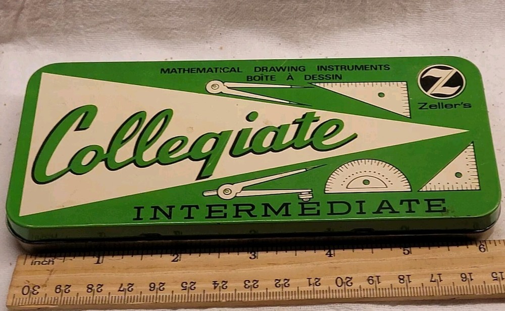 COLLEGIATE INTERMEDIATE HELIX MATHEMATICAL DRAFTING INSTRUMENTS FULL SET TIN BOX