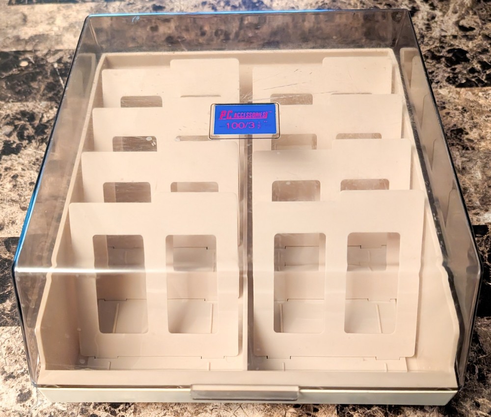 Vintage PC Accessories 100 3.5" Diskette Floppy Disk Disc Storage Box Case