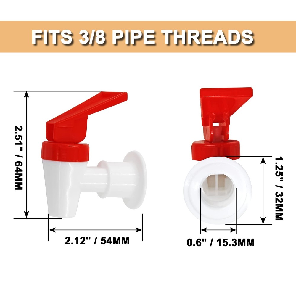 4Pcs Replacement Cooler Faucet, 2 Red and 2 Blue Internal Thread Plastic Spig...