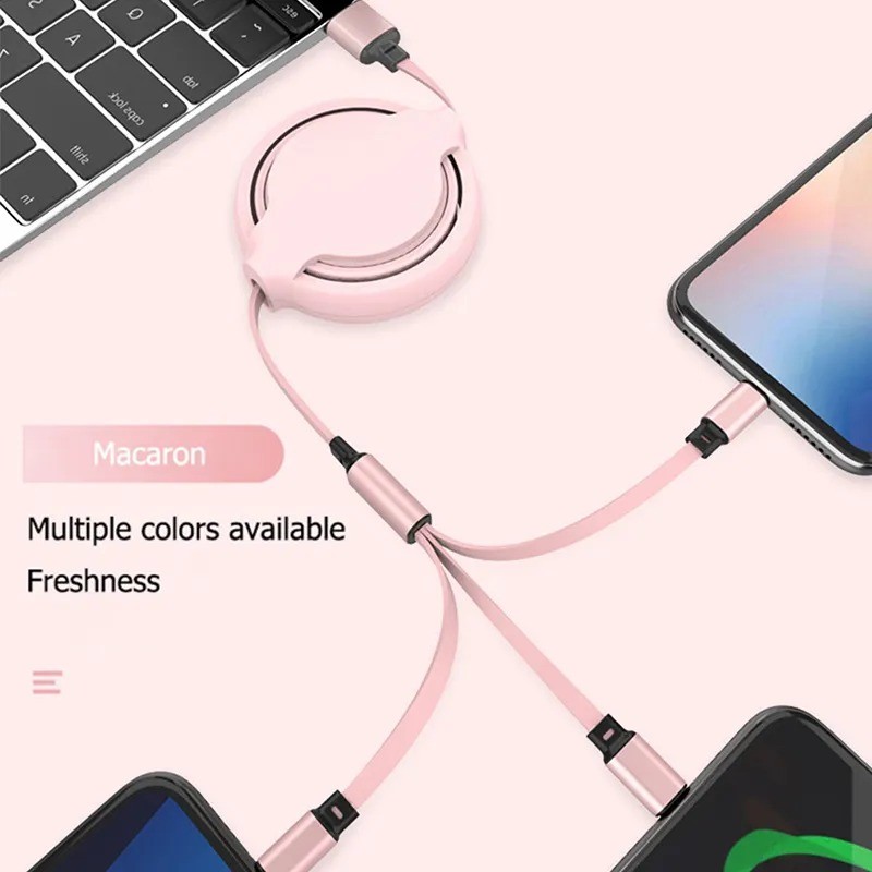 Three-in-one Mobile Phone Data Cable, Free Switching Of Interfaces, Multi-device