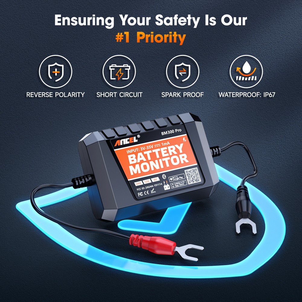 ANCEL BM300 Pro Battery Tester Analyzer 6V 12V 24V for Android IOS Bluetooth