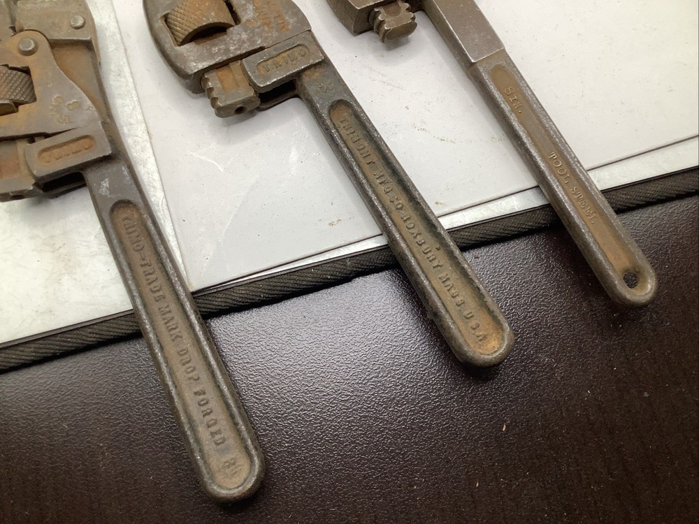 (3) Vintage 8” Pipe Wrenches TRIMO & DANIELSON