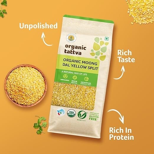 Organic Tattva Moong Dal Yellow Split, 500g | Select Pack