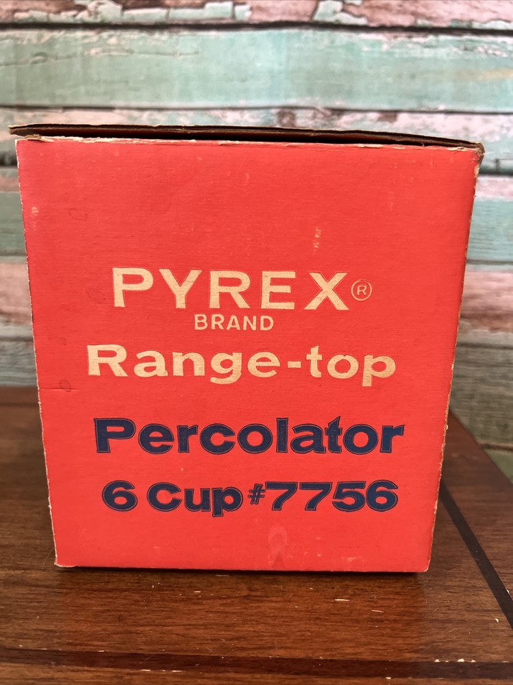 Vtg Pyrex Range-top Percolator Box Only 6 Cup #7756 + Bonus
