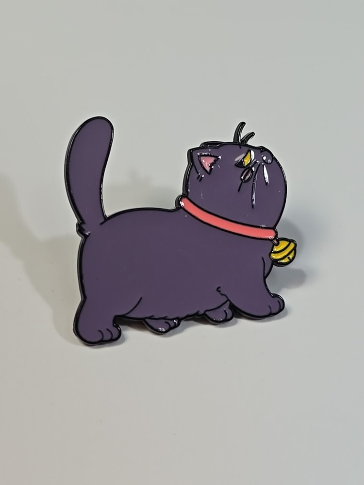 Cute Purple Cat With Tail Up Lapel Pin