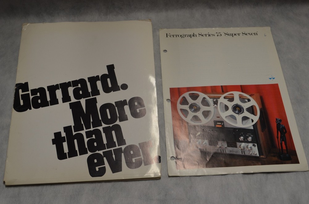 10 Data Sheets/Foldouts- Garrard &1 Foldout- Ferrograph. England. 1970s. Mint-