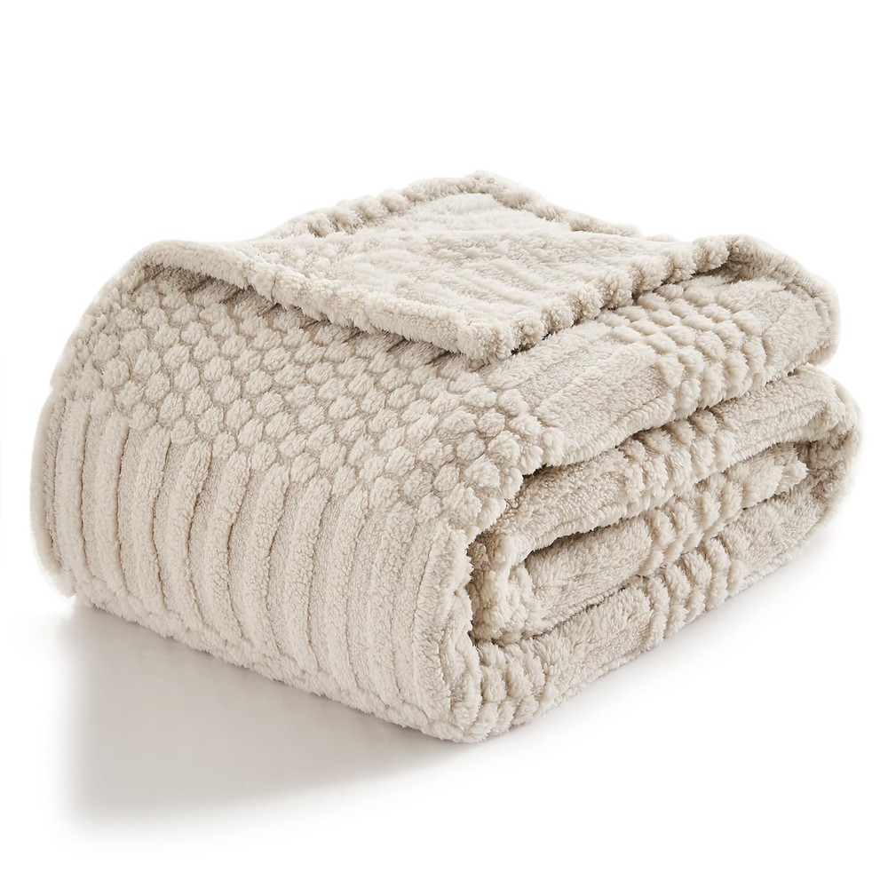 Throw Blanket for Couch-Beige Boho Throw Blanket, Tan Soft Fleece Plush Light...