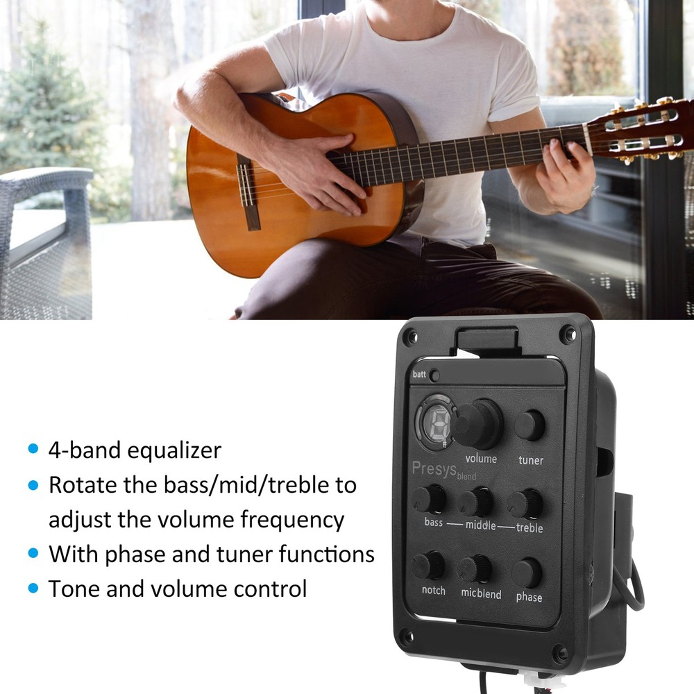 Pickup with Microphone Mixing Dual Mode Preamp Equalizer Piezoelectric WT