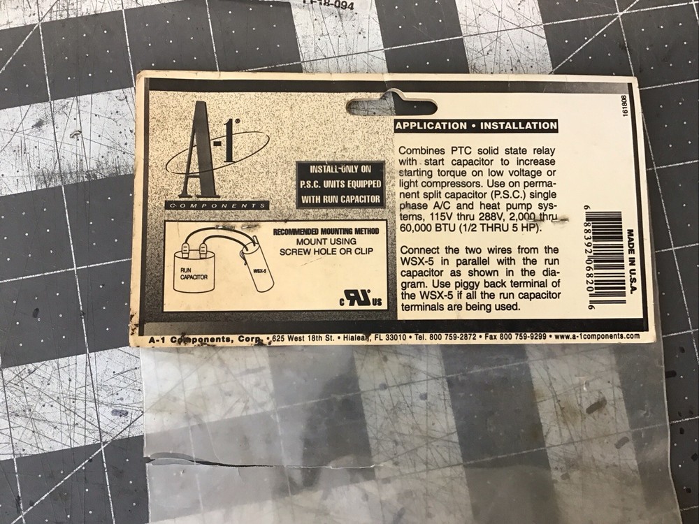 A-1 Components Hard Start Multiplier WSX-S (LE08E)