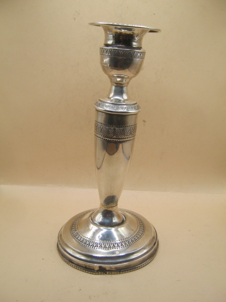 Antique Continental Silver Candlestick With Neo Classical Design
