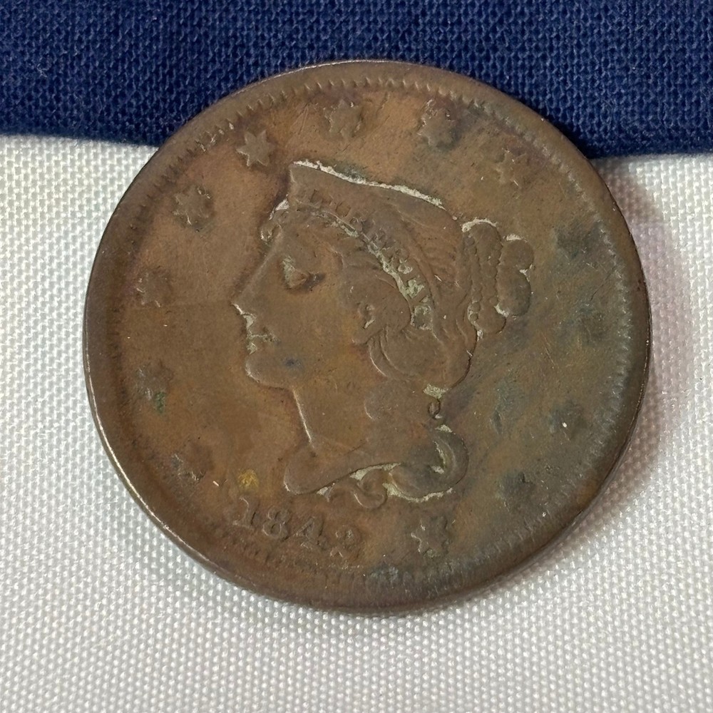1842 Large Cent Braided Hair