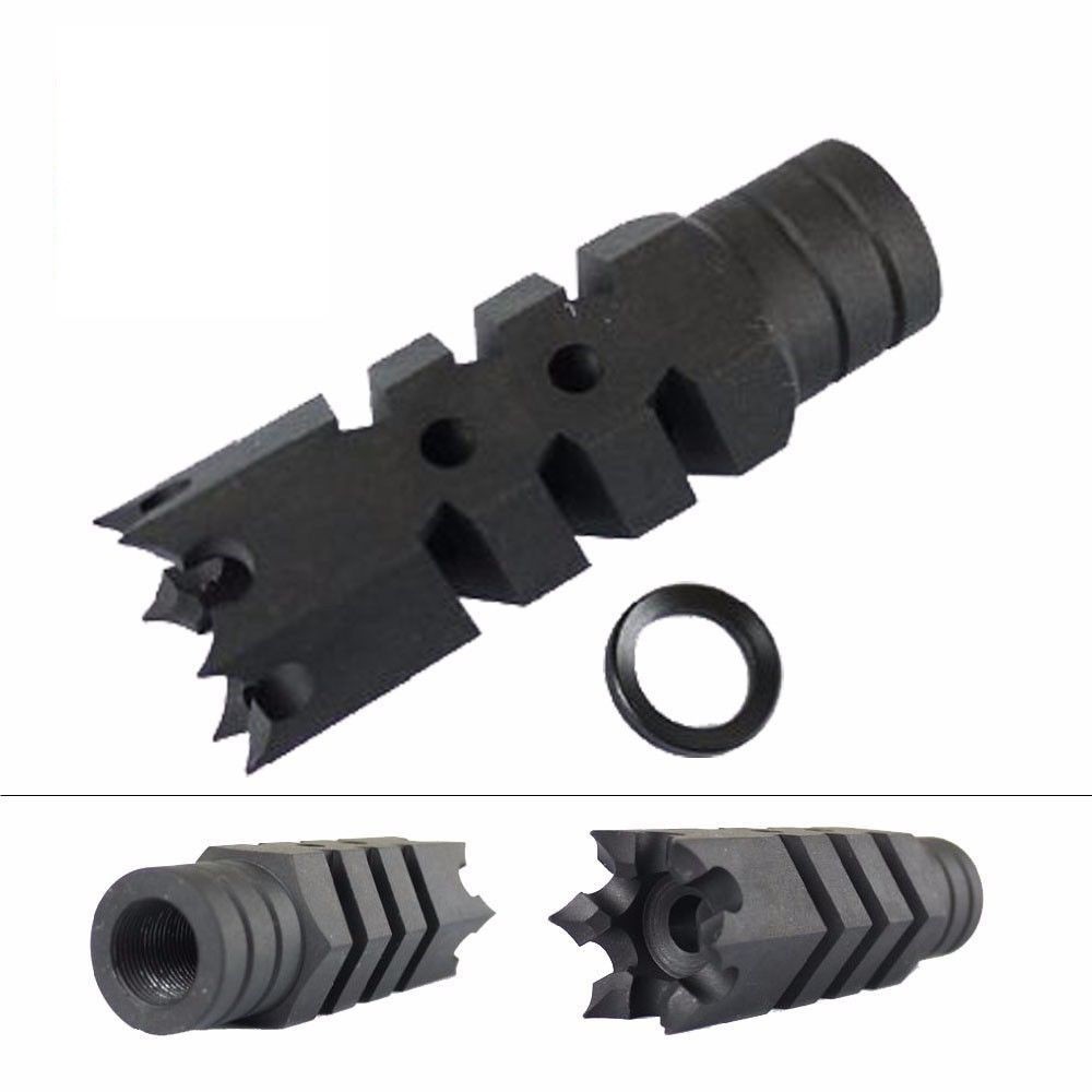 Steel 1/2x28 Thread .223 Competition Muzzle Brake + Washer