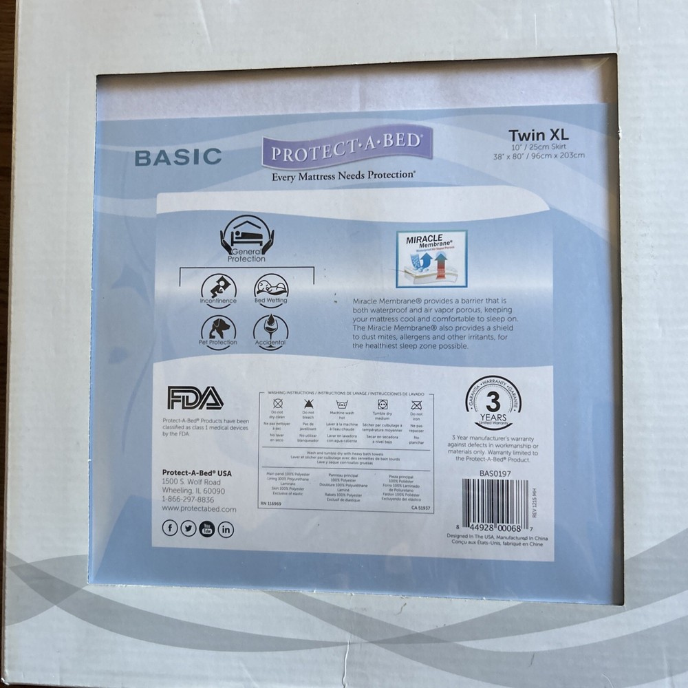 🗑️ PROTECT-A-BED BASIC Waterproof Mattress Protector TWIN XL