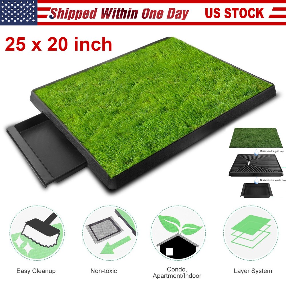 3-Layer Pet Potty Trainer Grass Mat Dog Training Pee Patch Pad Portable Toilet
