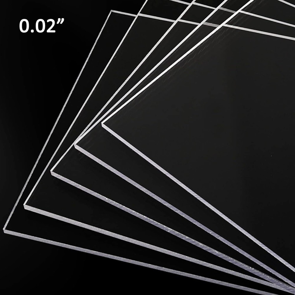 5 Pack 12x12x.02” Clear Plastic Sheet Plexiglass Craft Plastic Sheets PET Fle...