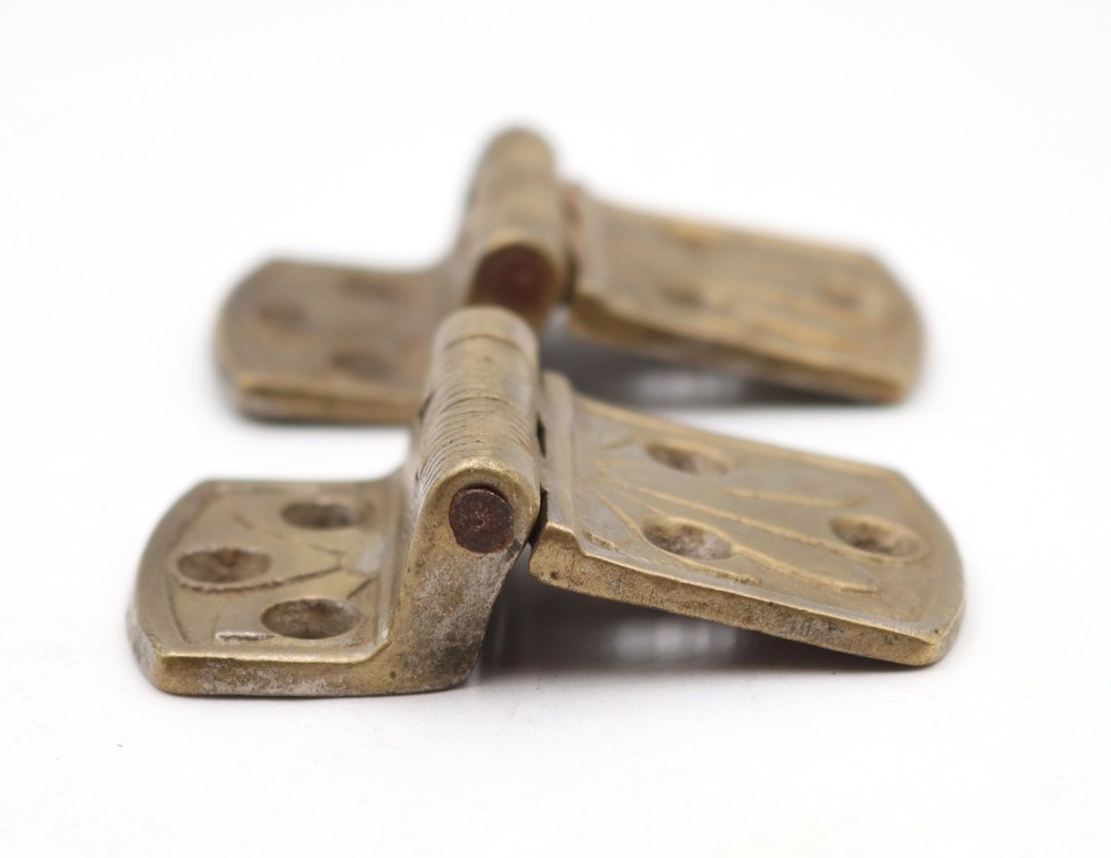 Pair of Antique Brass Surface Offset Ice Box Hinges