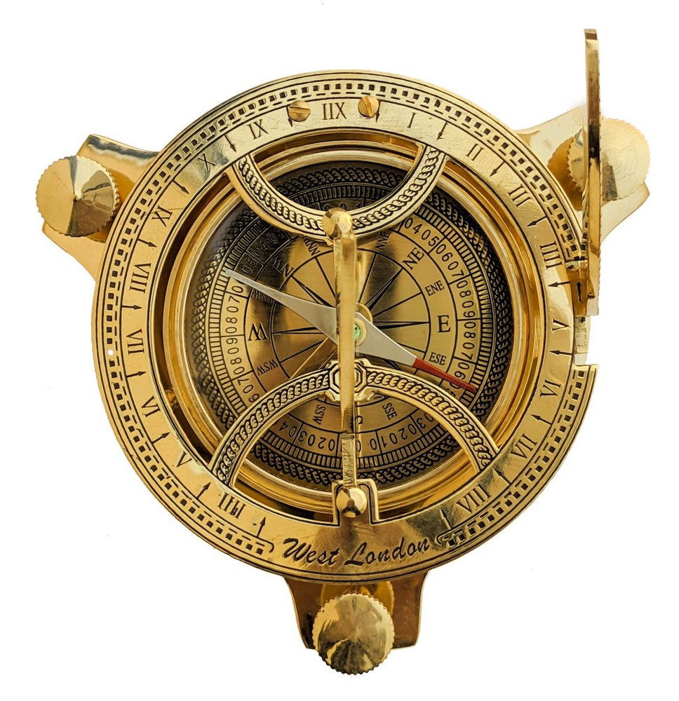 4" Sundial Compass - Solid Brass Sun Dial