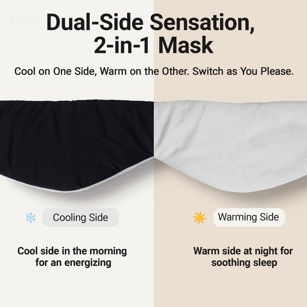 Soft Reversible Cotton Eye , Obsidian Black&Grey Full-Coverage Adjustable Bre...