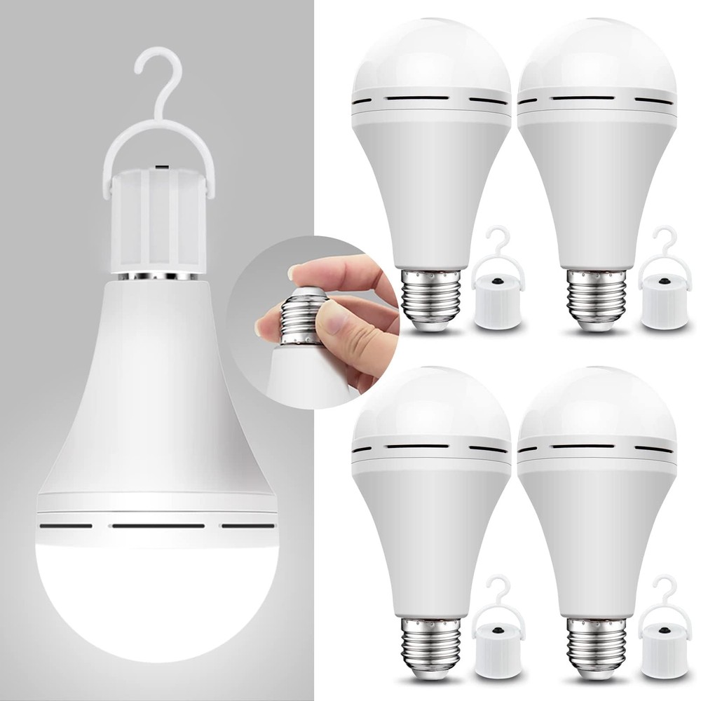 2/4/6 Pack Rechargeable Emergency Light Bulb for Power Outage Battery Operated