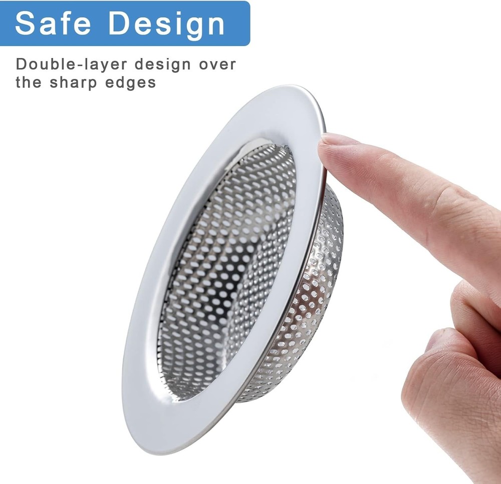 2 Pcs Rustproof Stainless Steel Kitchen Sink Strainer - Double Layer Design