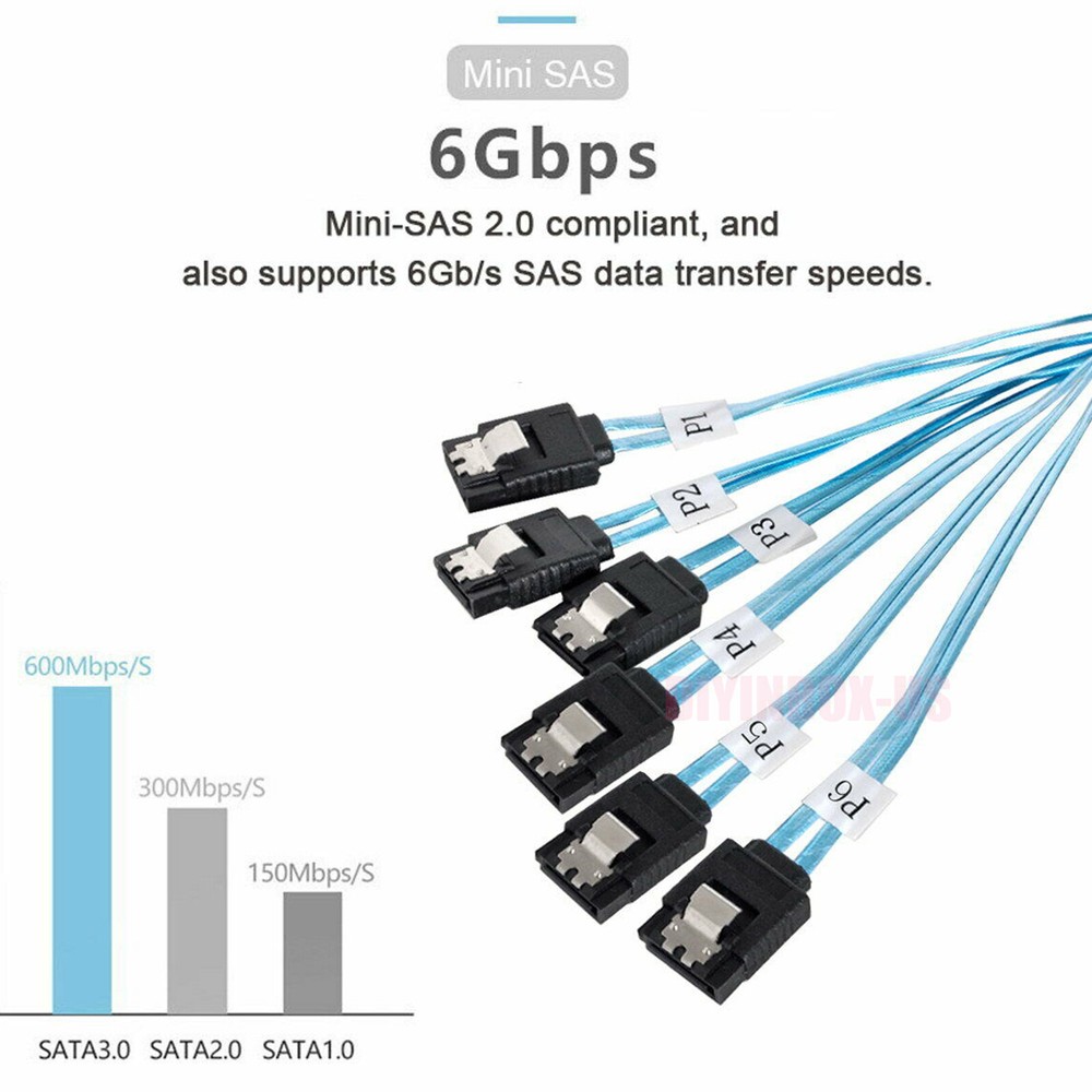 SSD 6 SATA 7pin to 6 SATA 7pin Target Hard Disk 6Gbps Data Server Raid Cable 1M