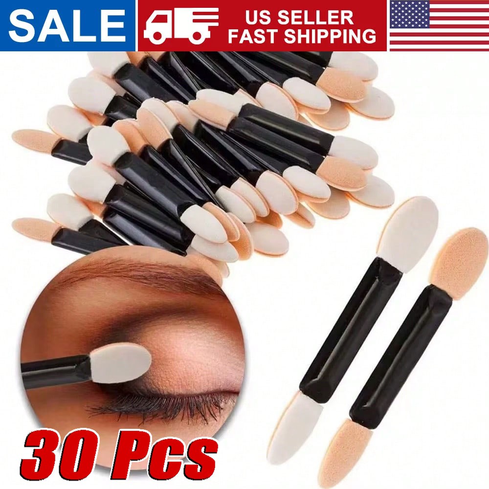 30Pcs Disposable Eyeshadow Brush, Double Ended Sponge Eye Shadow Applicator