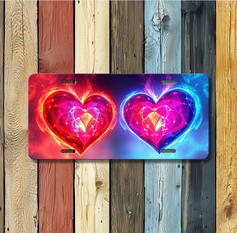 Bright Hearts License Plate Add Text Decorative Plate Special Gift