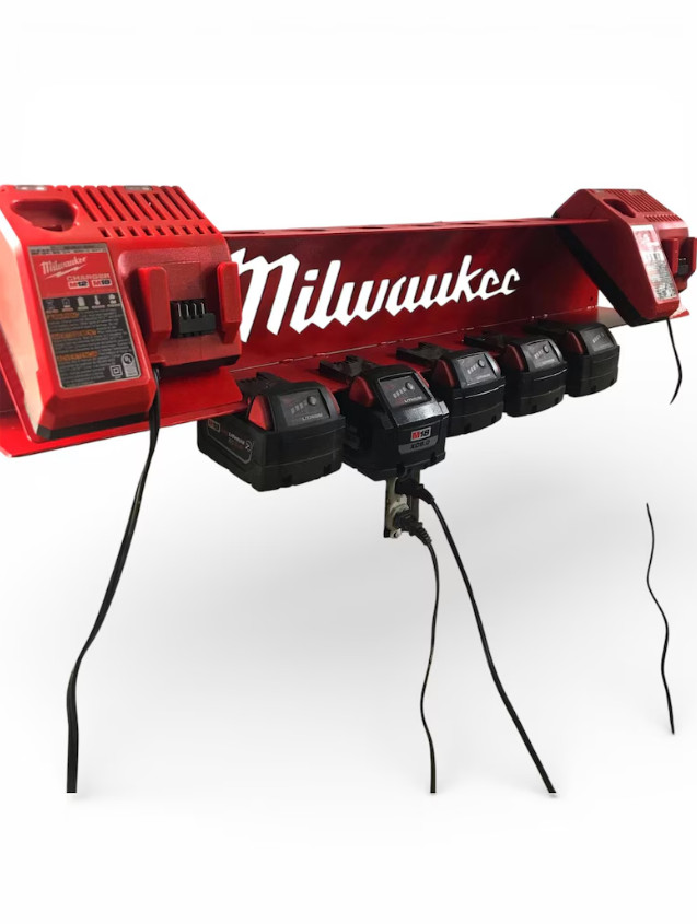 Power Tool Battery Charging Station Organizer for Workshop Wall or Bench