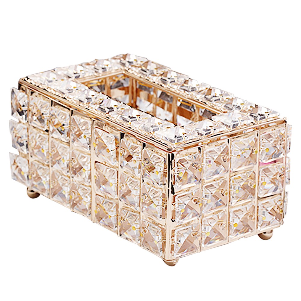 Rhinestone Rectangular Crystal Tissue Box Napkin Case Paper Tissue Holder Box US