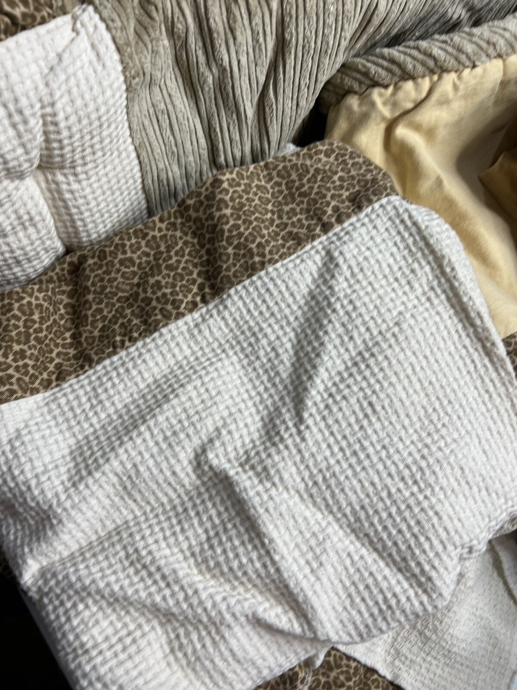 Animal Print Patchwork Crib Set - Cover, Bed Skirt & Bear Mobile