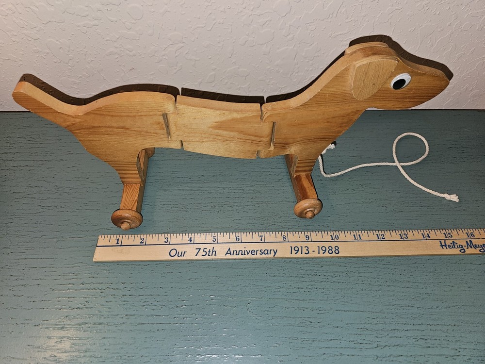 Vintage Daschund Wooden Pull Toy