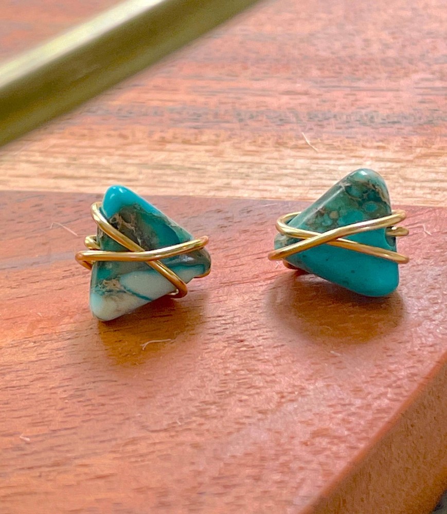 The Cleo Stud - Wire Wrapped Turquoise Jasper Gemstone Stud